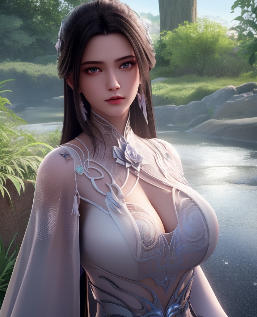 <lora:611-DA-诛仙-陆雪琪-V3:0.8>(,1girl, ,best quality, ),looking at viewer,masterpiece, (( , )),, realistic,science fiction,mole, ultra realistic 8k cg, sun ,  rose,(cleavage), (),