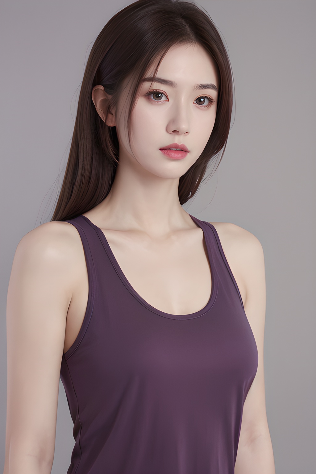 <lora:0816_09:0.7>,simple background,****_top,purple,, 1girl,realistic,masterpiece, best quality, photorealistic, HDR,detail