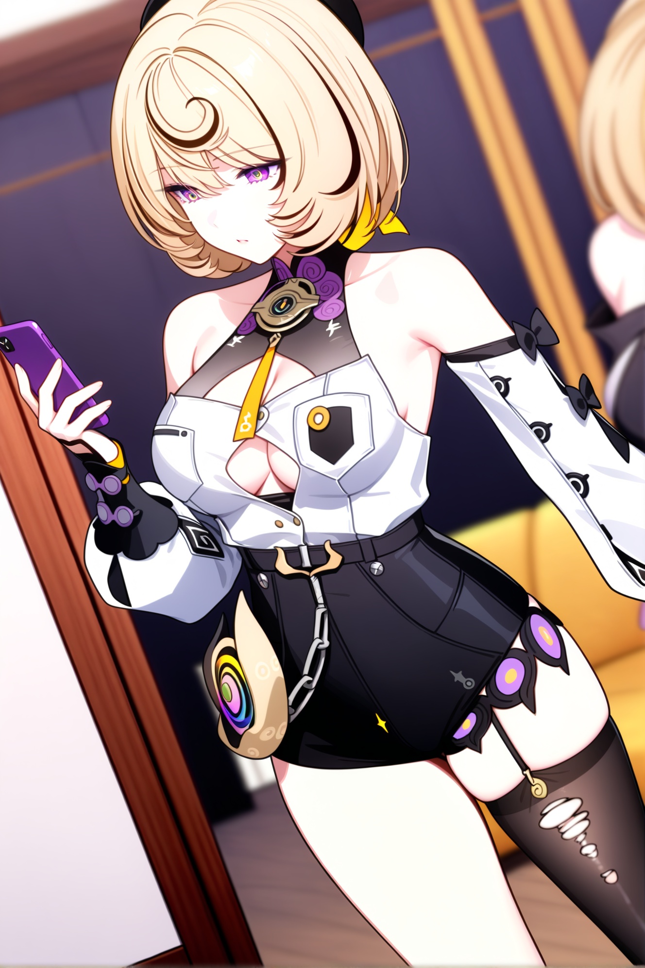 Yidhari\(ZenlessZoneZero\),  thighhighs,  phone on Tensor.Art