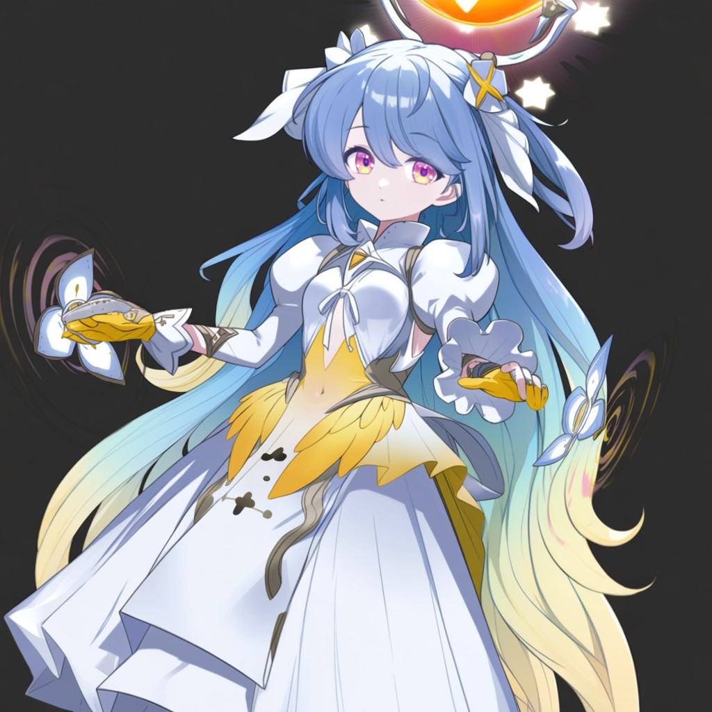 azelante_czn_skillfi24,  This digital anime-style illustration features a young female character with long,  flowing blue...
