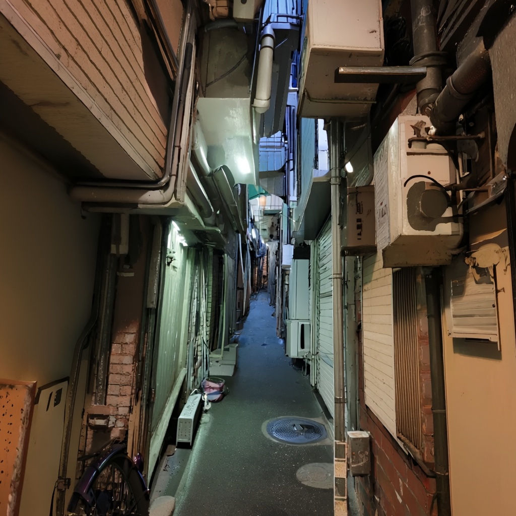 narrow alleyway inside,  city,  urban on Tensor.Art