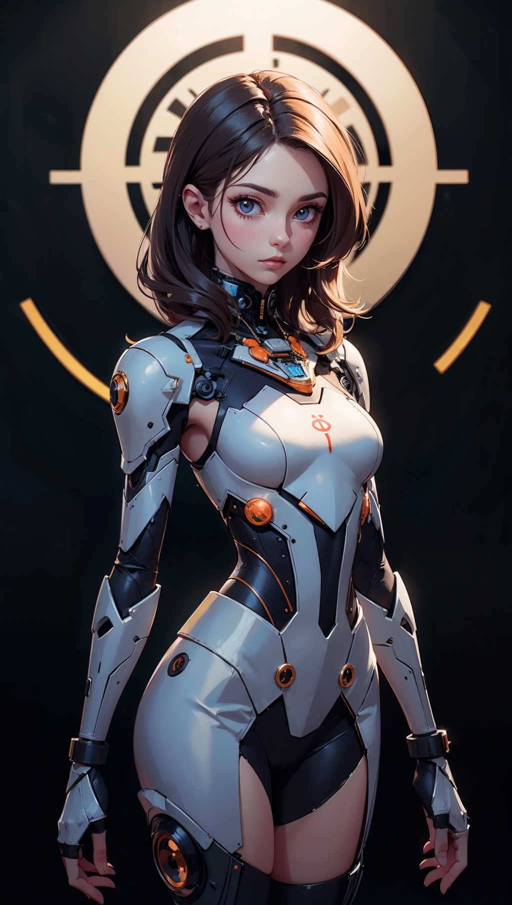 reelmech,  woman looking at viewer,  black background on Tensor.Art