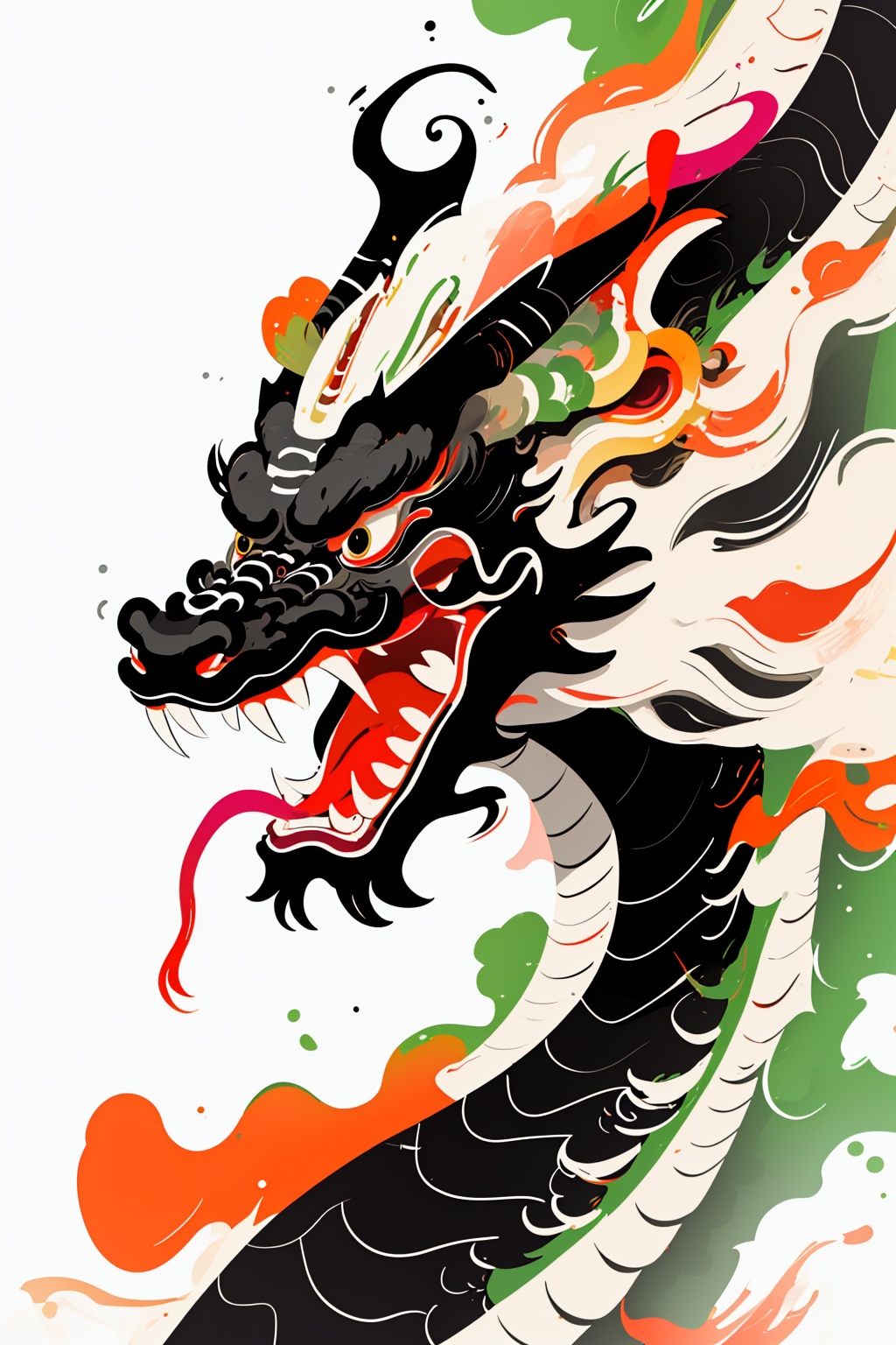 hcml,solo,open mouth,teeth,no humans,whiskers,eastern dragon,upper body,  <lora:幻彩墨龙-000008:0.8>