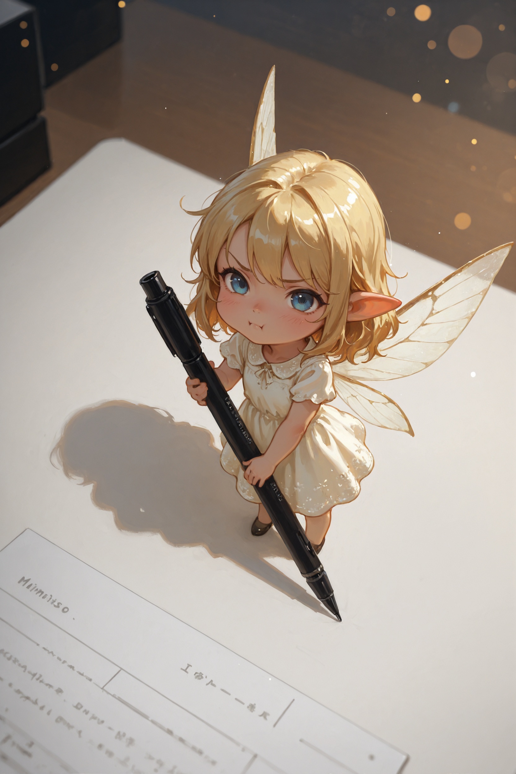 miniperson,  1girl,  holding a big pen on Tensor.Art