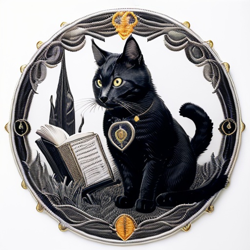 <lora:graphic badge:1>,(graphic badge:1.5),original, extremely detailed,book, cat, hat, monochrome, holding, no humans, holding book, standing, reading, witch hat, tail, grass, open book, greyscale, animal, simple background, white background, pouch, animal ears, belt, cape, cat ears, cat tail, solo, animal focus