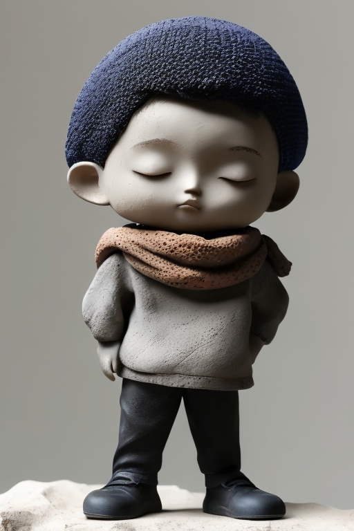 <lora:niantu-000004:0.9>,HDR,UHD,8K,Highly detailed,best quality,masterpiece,huayan,niantu, 1boy, male focus, solo, male child, closed eyes, hat, child, monochrome, scarf, short hair, standing, mole, dirty, full body, pants, closed mouth, black hair, simple background, boots
