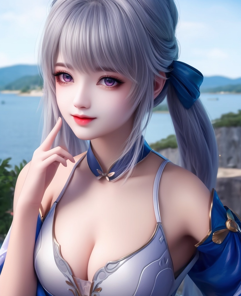 <lora:554-DA-武动乾坤-林青檀-V2:0.8>(,1girl, ,best quality, ),looking at viewer,  ,ultra detailed 8k cg, ultra detailed background,  ,masterpiece, (( , )) , lake,upper body,   (cleavage), (),