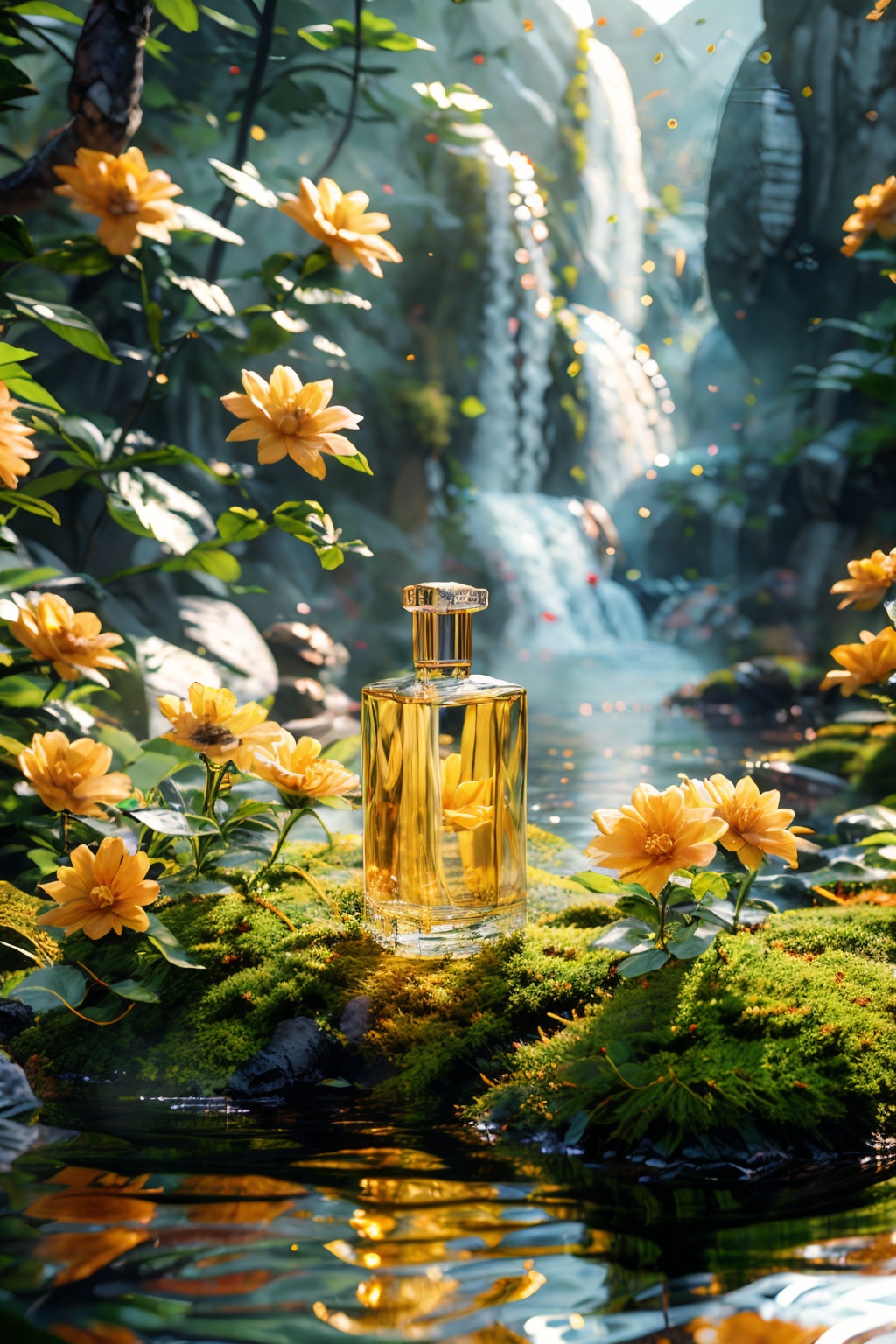 (masterpiece:1.2),best quality,highres,extremely detailed CG,perfect lighting,8k wallpaper,photograph,photorealistic,perfume bottle,yellow_flower,distant mountains,<lora:FF_20240228150900-000008:1>,