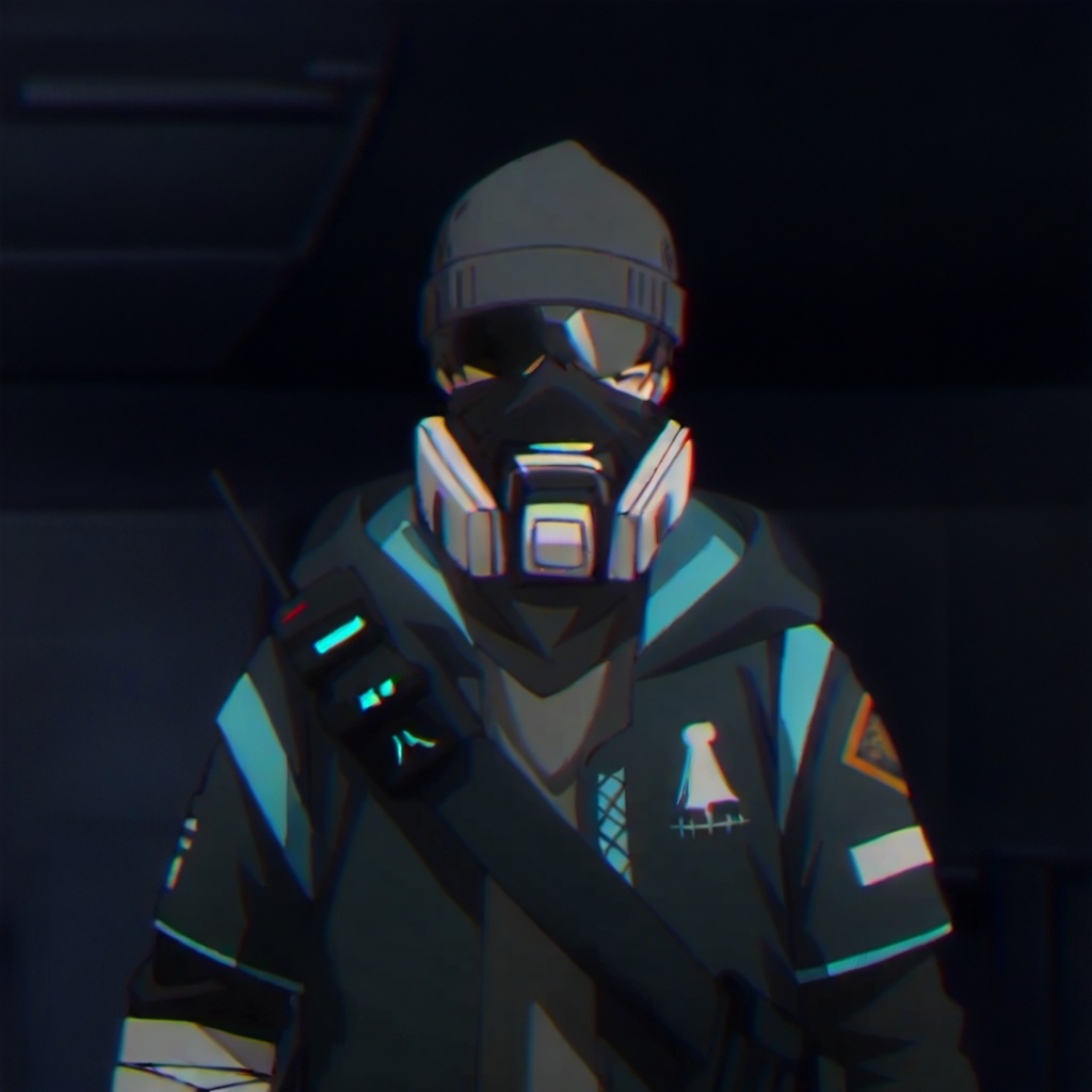 Rhodes Island uniform,logo, uniform, sneakers,arm wrap, long sleeves, backpack, armor, official alternate costume, black pants, black jacket,black coat,gas mask, pants, black gloves, arm wrap, gloves, fingerless gloves, jacket, hooded jacket,bandages, hat, bag,helmet,collar,belt,jacket,gloves,boots,emblem,black jacket with light blue line<lora:罗德岛-干员制服-ill:0.8>