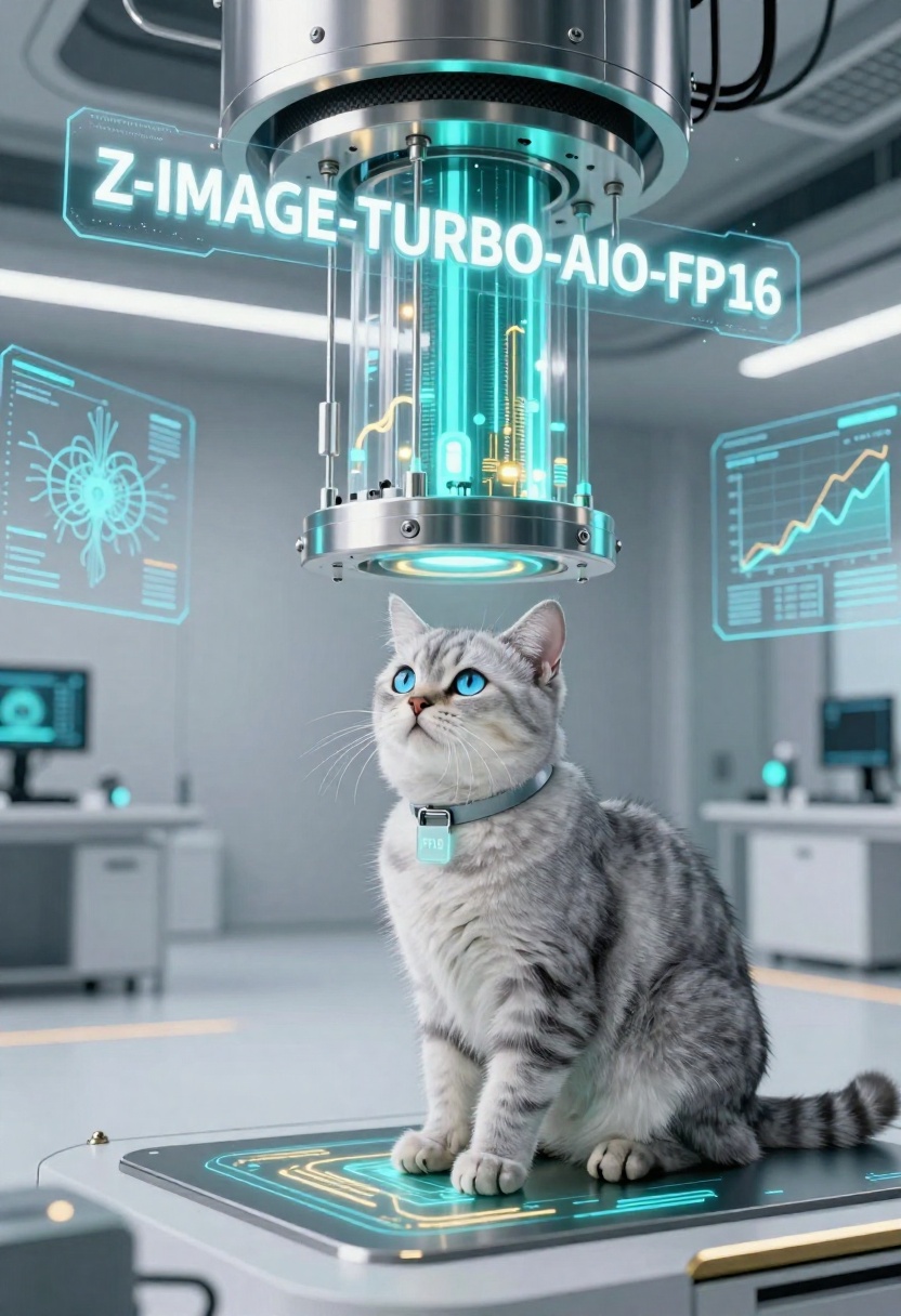 Ultra-modern AI computation facility blending precision engineering with high-performance design. Spacious laboratory hall...
