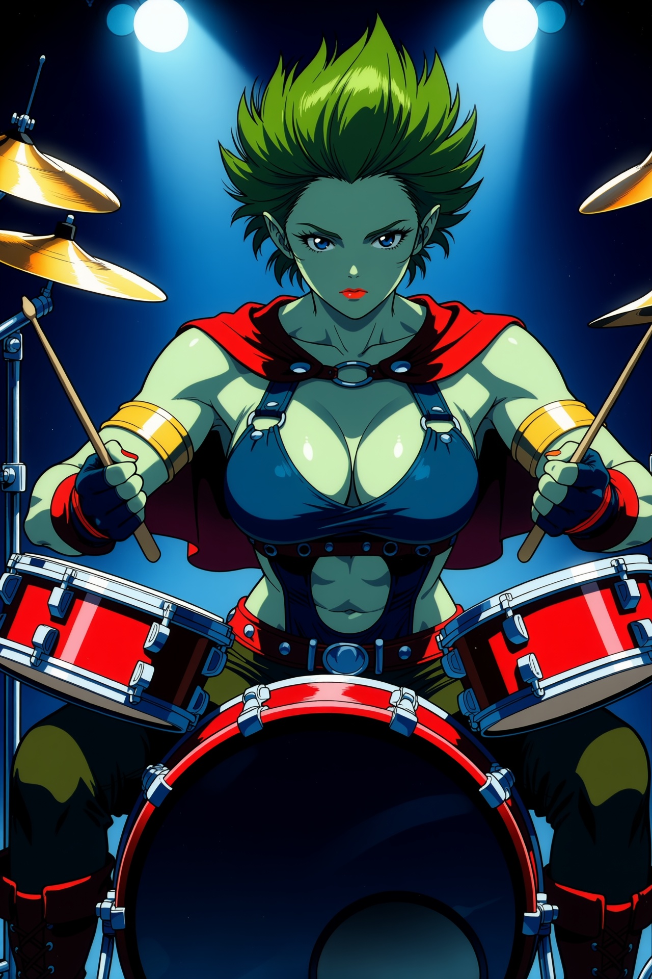 Veffidas_Feaze,  large breasts,  short green hair on Tensor.Art