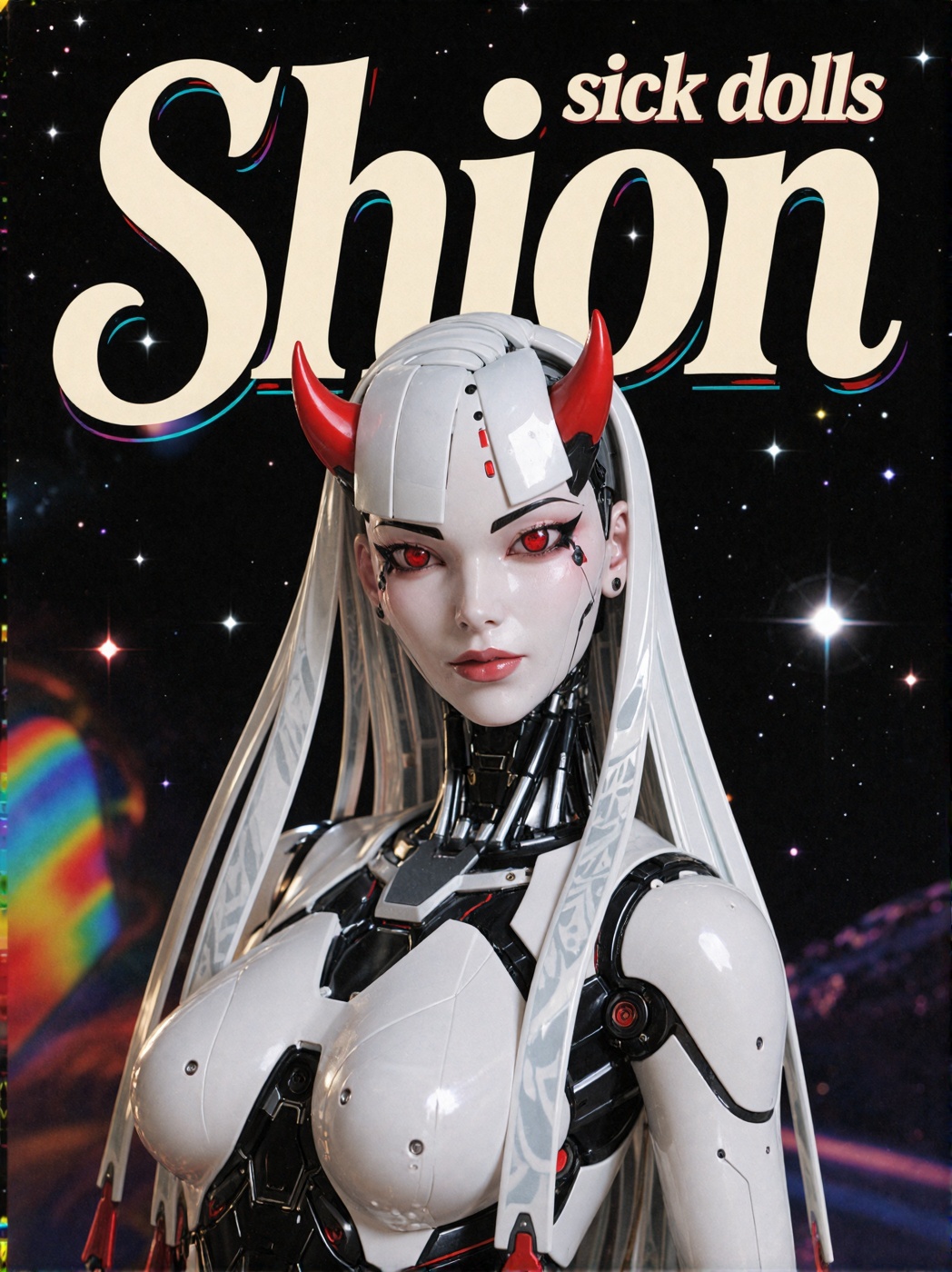 shion,  photorealistic female android,  porcelain white synthetic plastic skin on Tensor.Art