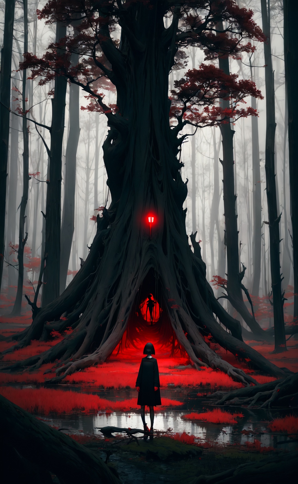 masterpiece,  best quality,  girl standing under the dead tree on Tensor.Art