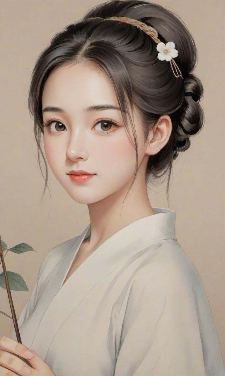 8k, masterpiece, best quality, (traditional chinese ink painting:0.3), looking at viewer,1 chinese girl, perfect face, (perfect eye:1.5), (smile:0.2), chinese traditional hair, Hairpin, small mouth,ink, <lora:watercolor-ink-sketch-v1:0.3>
