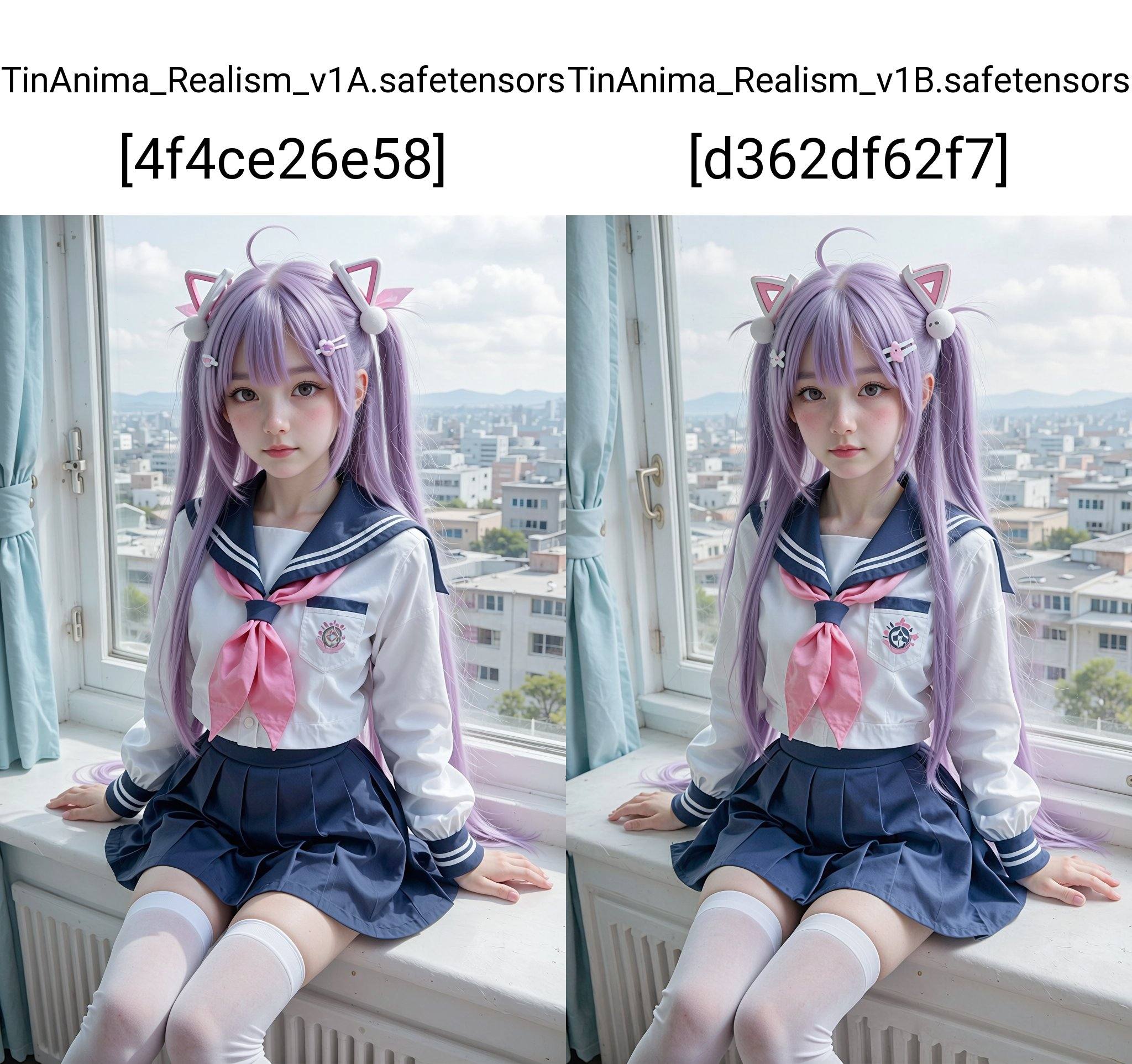 This photograph features a young Asian woman with long,  straight,  lavender hair on Tensor.Art