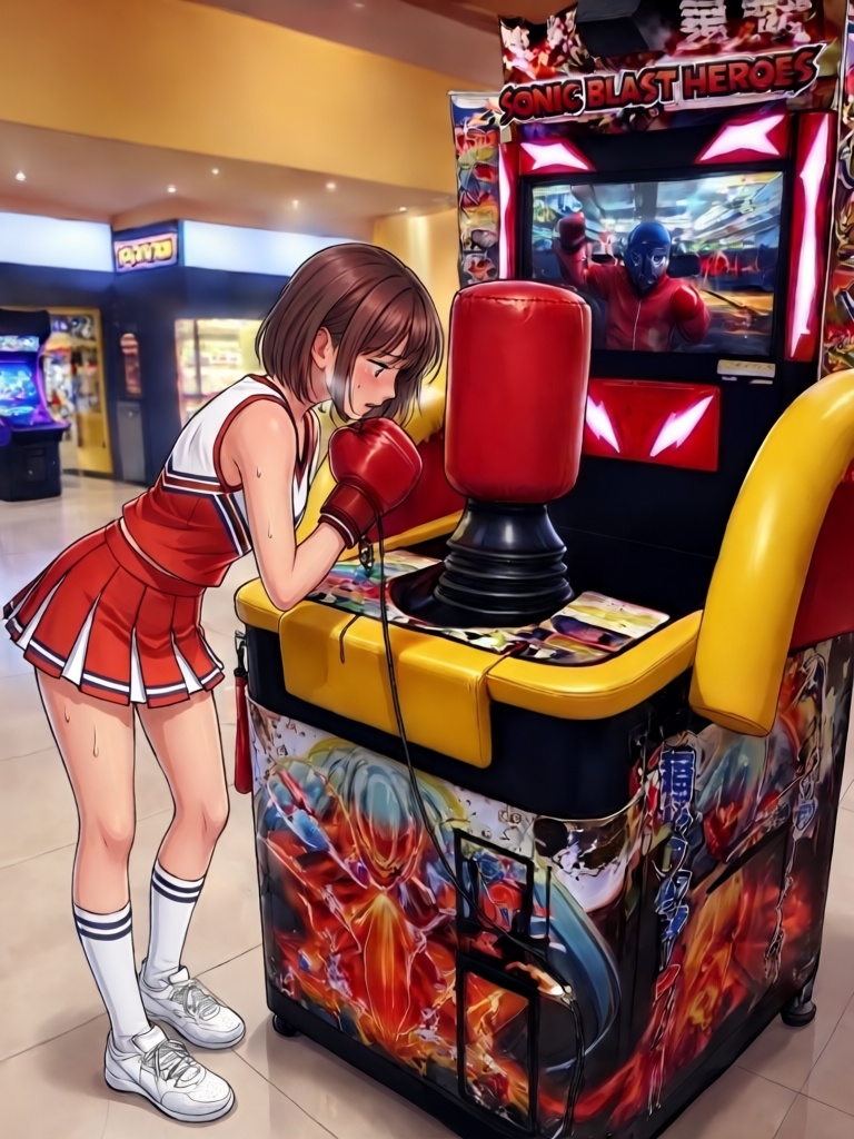 sonic blast heroes,  punching machine,  screen on Tensor.Art