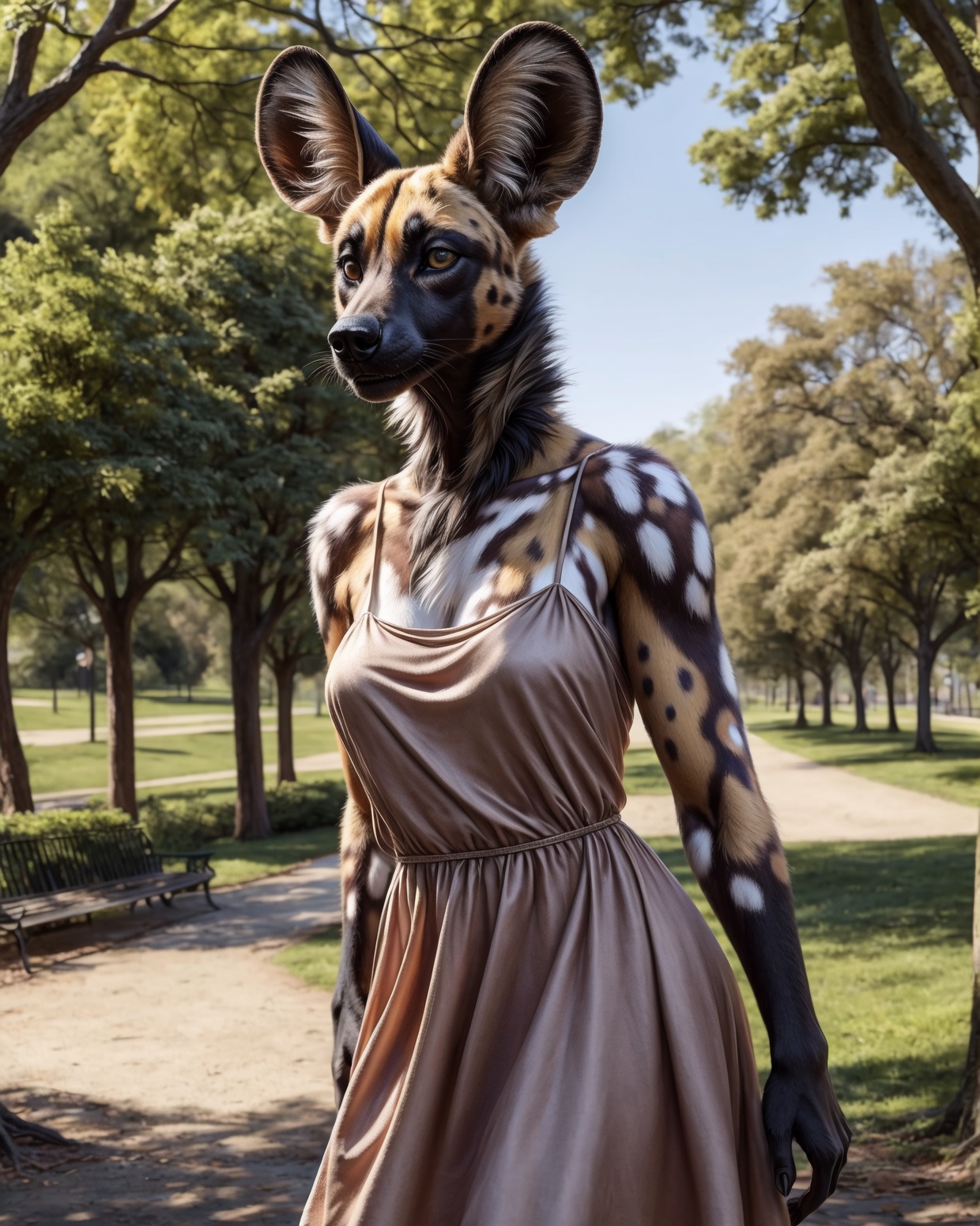 anthro,  african wild dog,  solo on Tensor.Art