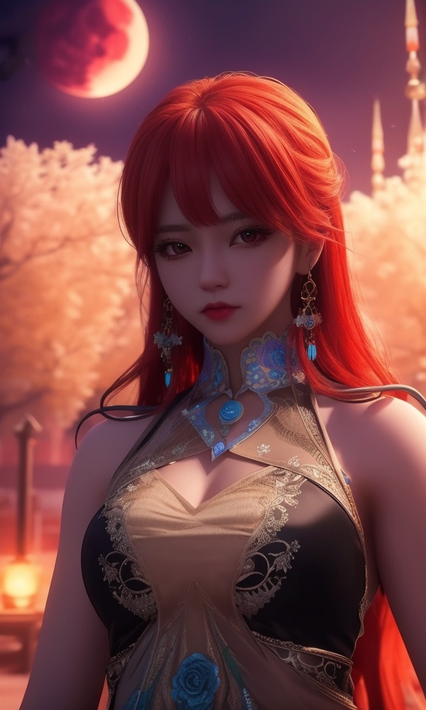 (,1girl, ,best quality, ),looking at viewer, <lora:368-DA-沧元图-柳七月-凤凰变身:0.7>,,ultra detailed background,ultra detailed background,ultra realistic 8k cg,, ,masterpiece, (( , )),, ,science fiction,mole, ,tamari \(flawless\),   ,red moon, black rose,     (()), (),