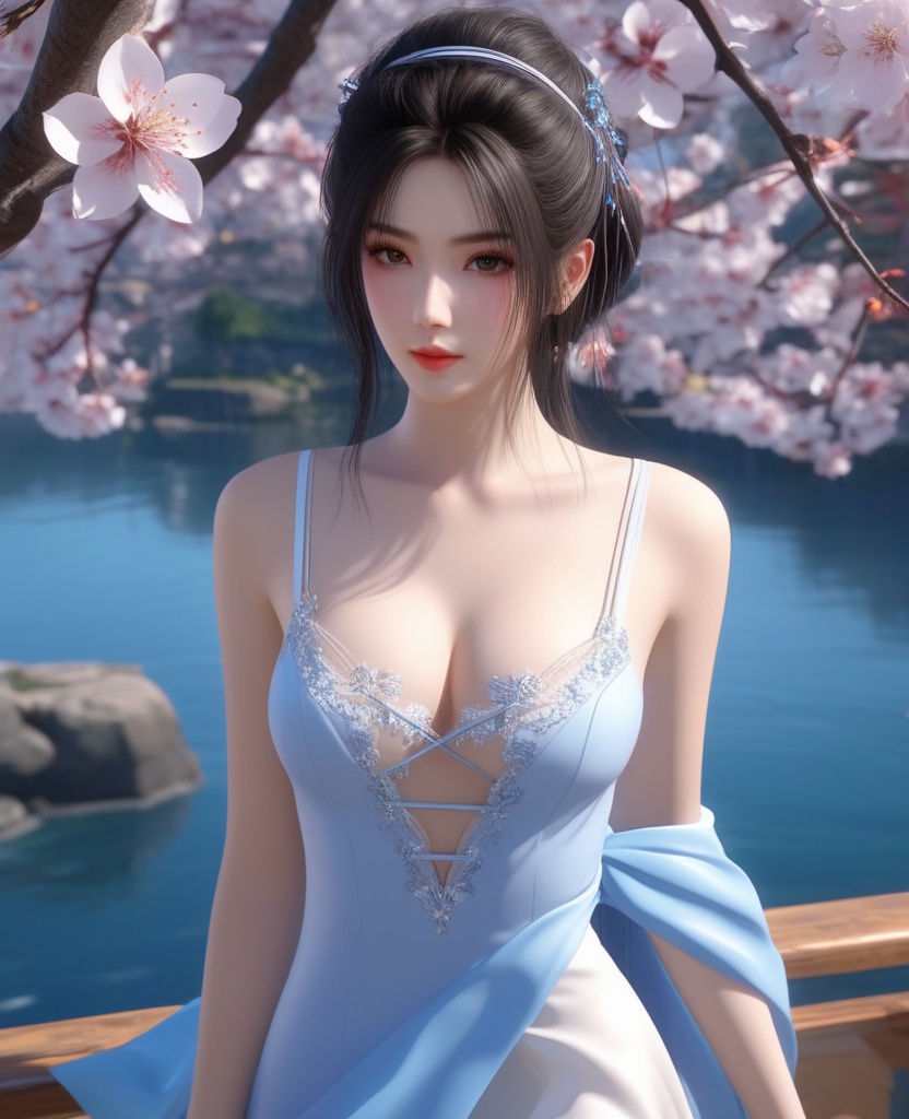 <lora:609-DA-XL-天行九歌-焰灵-水中:0.8>(,1girl, ,best quality, ),looking at viewer,  ,ultra detailed background,ultra detailed background,ultra realistic 8k cg,, ,masterpiece, (( , )),, , , hyper blossom,    (cleavage), (), ,,