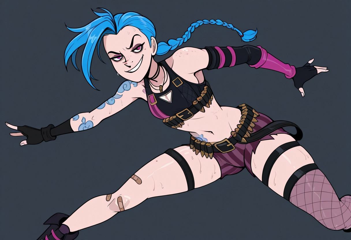 Hellonearth styleblue hair dramatic lighting,  sweaty texture,  comic style on Tensor.Art