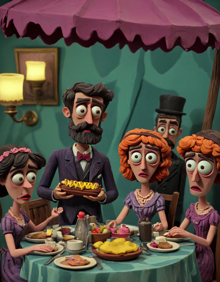 novuschroma51 style Luncheon of the Boating Party claymation on Tensor.Art