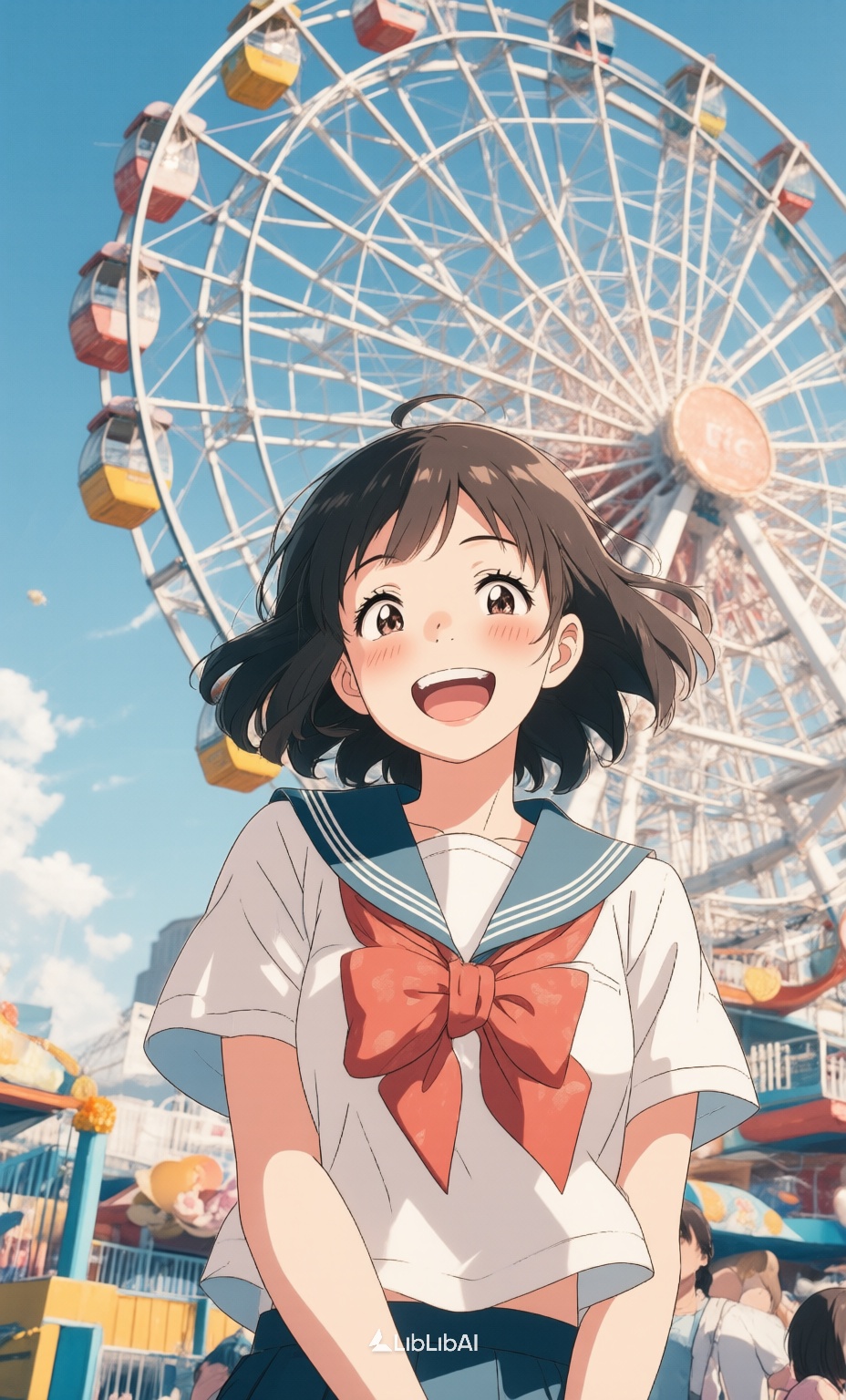 治愈系动画,JKC photography,Retro movie style film photography,Retro movie style film photography,Japanese style girl,35mm lens,Laughing happily,kind_smile,sailor,ferris wheel,upper_body,girl,, Negative prompt: ng_deepnegative_v1_75t,(badhandv4:1.2),EasyNegative,(worst quality:2),多手指,多手臂,多脚,,nsfw, Steps: 28, Sampler: Euler, CFG scale: 3.5, Seed: 2992507701, Size: 928x1536, Model hash: 98763a1277, Model: Qwen-Image_1.0.safetensors, Denoising strength: 0, RNG: CPU, Lora 1: 治愈系动画, Lora Hash 1: f84af1927a, Lora Weight 1: 0.9, vae_name: automatic