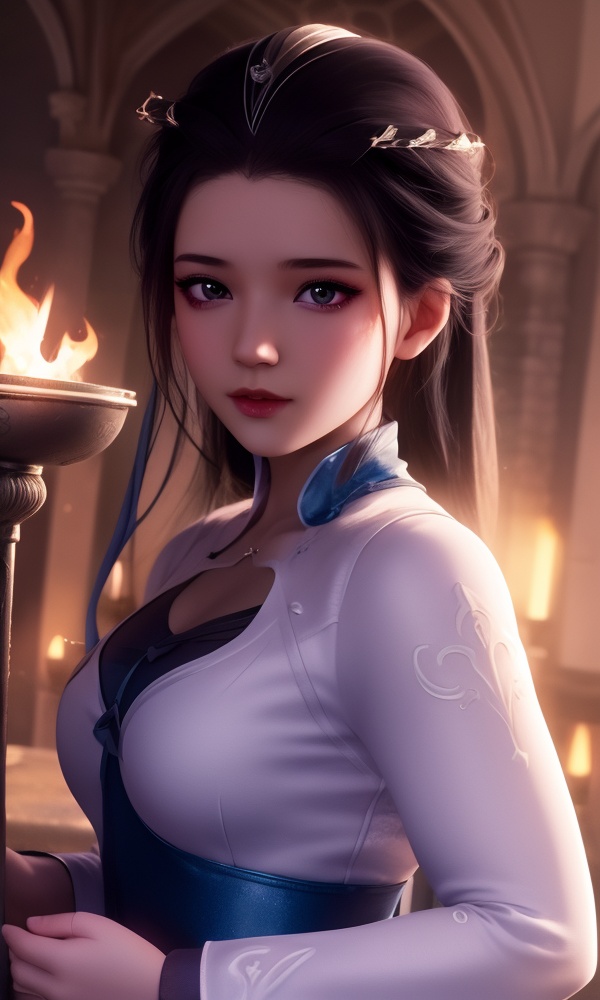 (,1girl, ,best quality, ),looking at viewer, <lora:409-DA-师兄啊师兄-皖江雨:0.8> ,,,ultra detailed background,ultra detailed background,ultra realistic 8k cg, ,masterpiece, (( , )),     ,castle,     pyrokinesis,  (()), (),