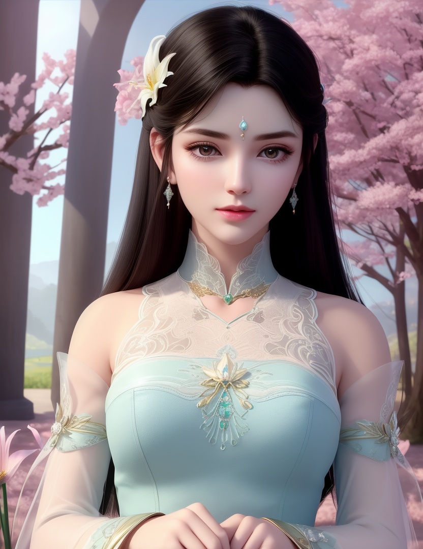 ultra realistic 8k cg, picture-perfect face, flawless, clean, masterpiece, professional artwork, famous artwork, cinematic lighting, cinematic bloom, perfect face, beautiful face, fantasy, dreamlike, unreal, science fiction,  beautiful clothes, lace, lace trim, lace-trimmed legwear,  (rich:1.4), prestige, luxury, jewelry, diamond, gold, pearl, gem, sapphire, ruby, emerald, intricate detail, delicate pattern, charming, alluring, seductive, erotic, enchanting, hair ornament, necklace, earrings, bracelet, armlet,halo((,1girl, pov,))(((,lily \(flower\),  1girl, spring_\(season\), solo,looking at viewer, ))) <lora:DA_XiaoXunEr:0.6>