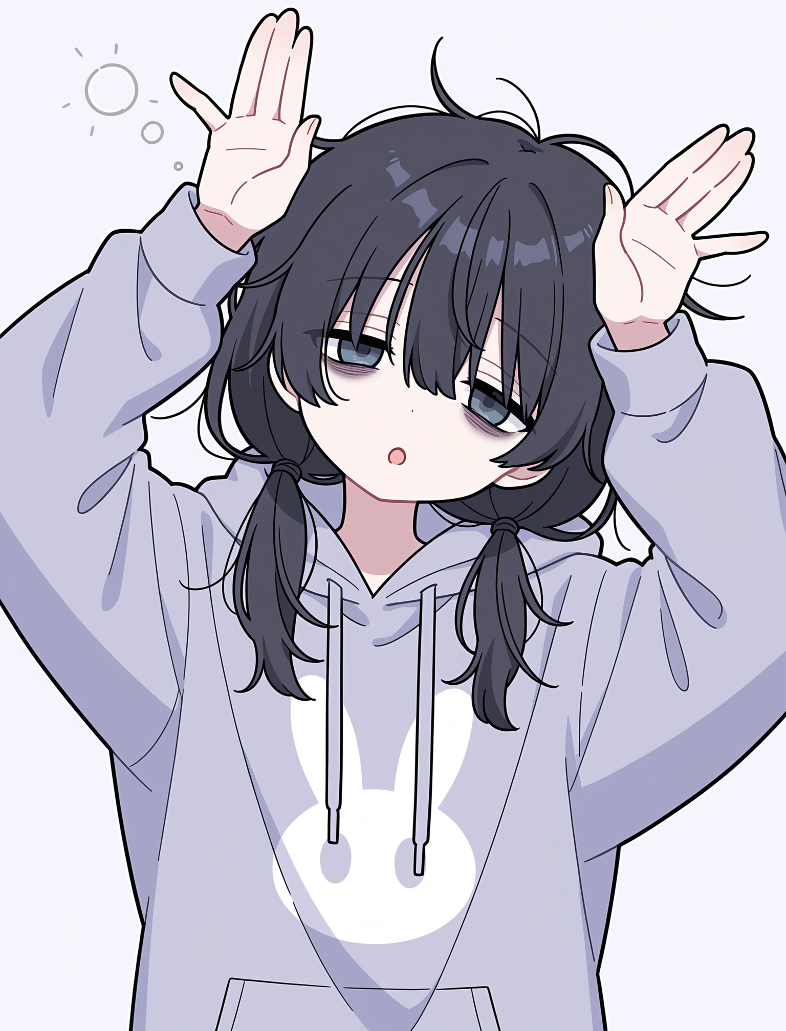 1girl,  oversized hoodie,  black_hair on Tensor.Art