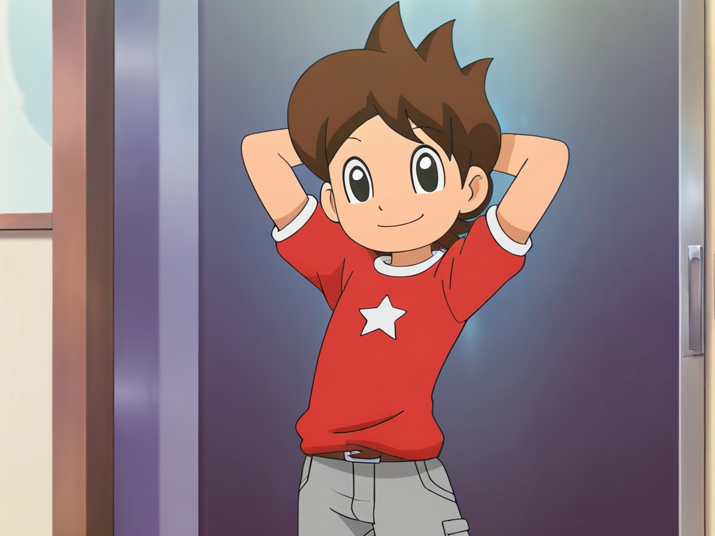 <lora:Amano Keita_XL:1>,explicit,Amano Keita,(best quality:1),(best detail:1),(masterpiece:1),male focus,walk in the street shops,1boy,solo,child,(petite:1.1),brown hair,short hair,(black eyes:1.1),(5fingers:1.1),perfect hands,(red short sleeves with white star print:1.1),shorts,arms behind head,smile,correct anatomy,looking_at_screen,available light,animation style,(incredibly absurdres:2),