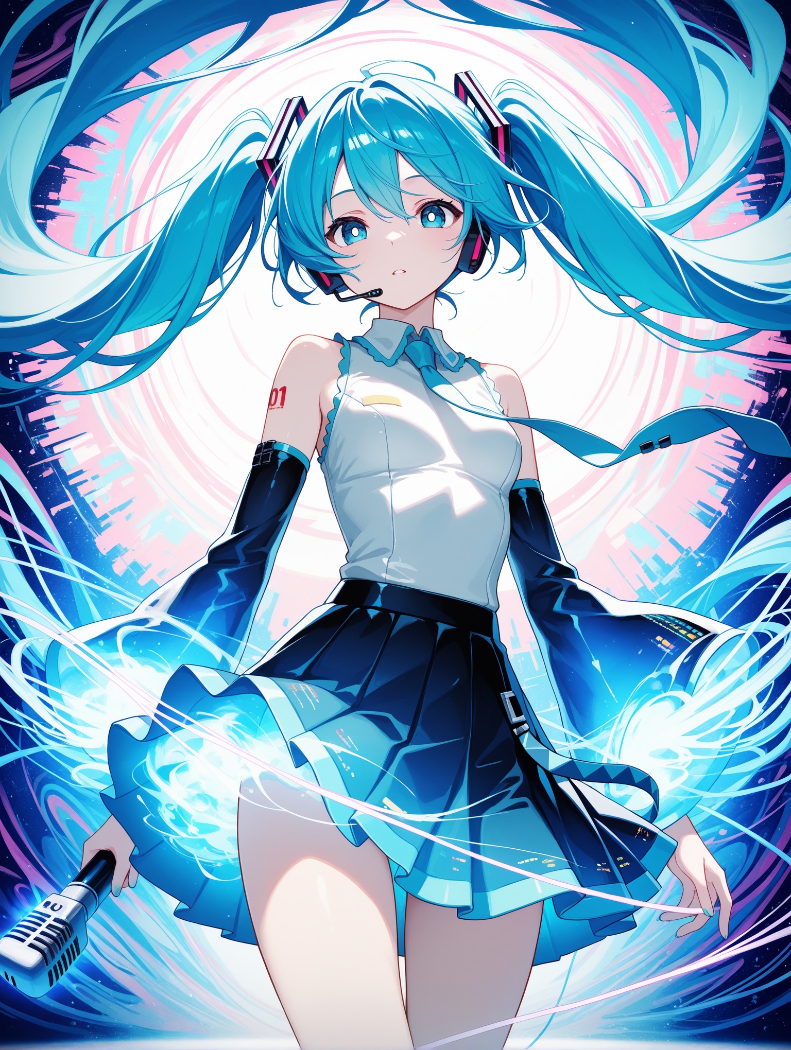 1girl,  hatsune miku,  white pupils on Tensor.Art
