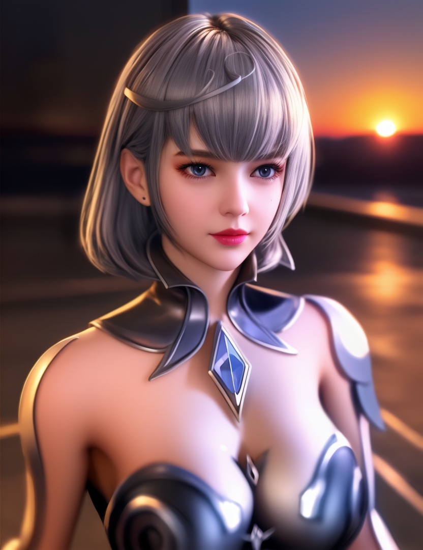 <lora:532-DA-斗罗大陆-叶泠泠:0.8>(,1girl, ,best quality, ),looking at viewer,masterpiece, (( , )),, realistic,science fiction,mole, ultra realistic 8k cg, , sun,sunset, (cleavage), (),