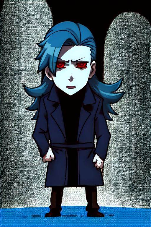 1boy,  fear,  blue hair on Tensor.Art