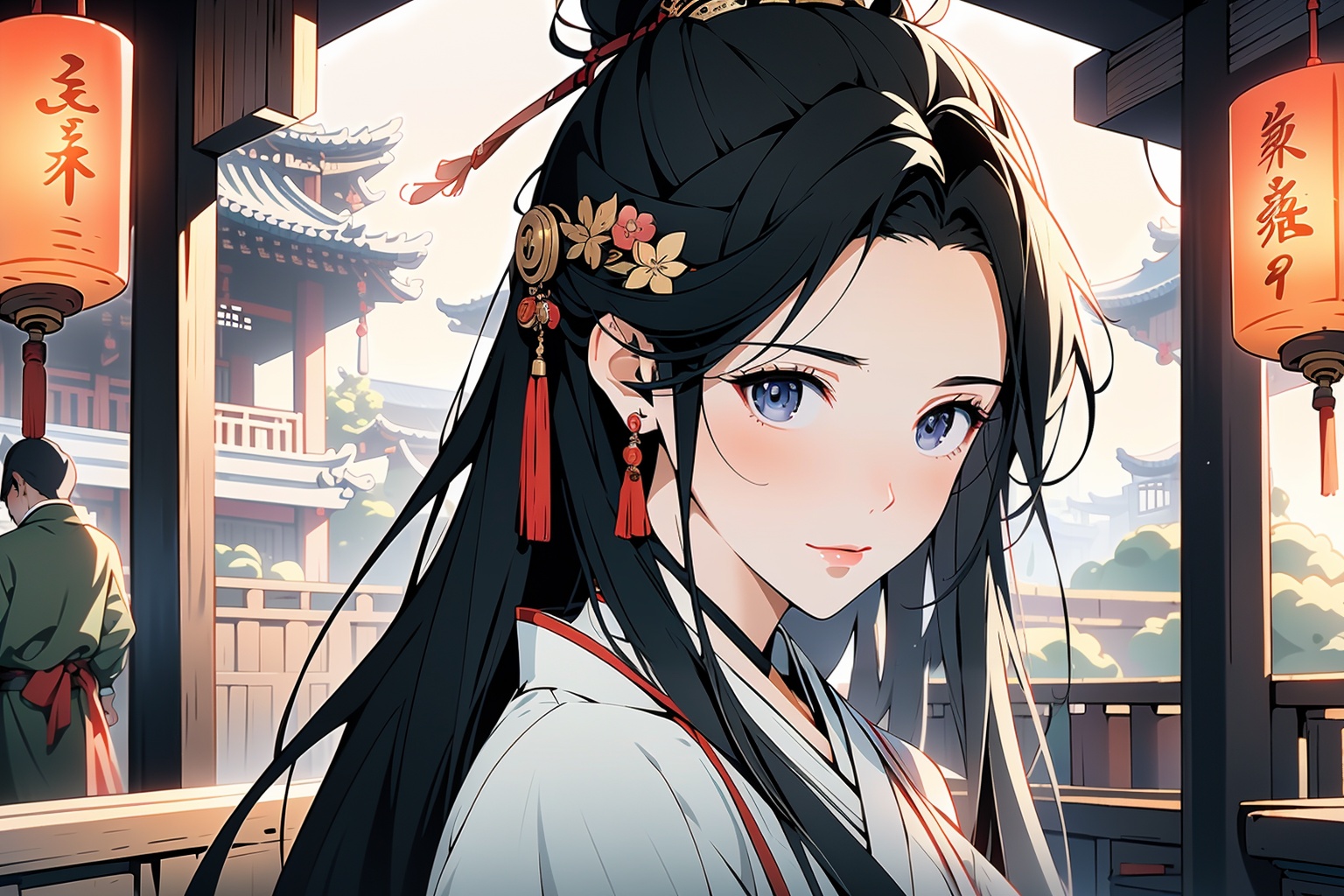 (masterpiece:1.2),best quality,highres,extremely detailed CG,perfect lighting,8k wallpaper,anime,comic,1girl,front,antique,hanfu,<lora:FF_20240306163600-000008:1>,