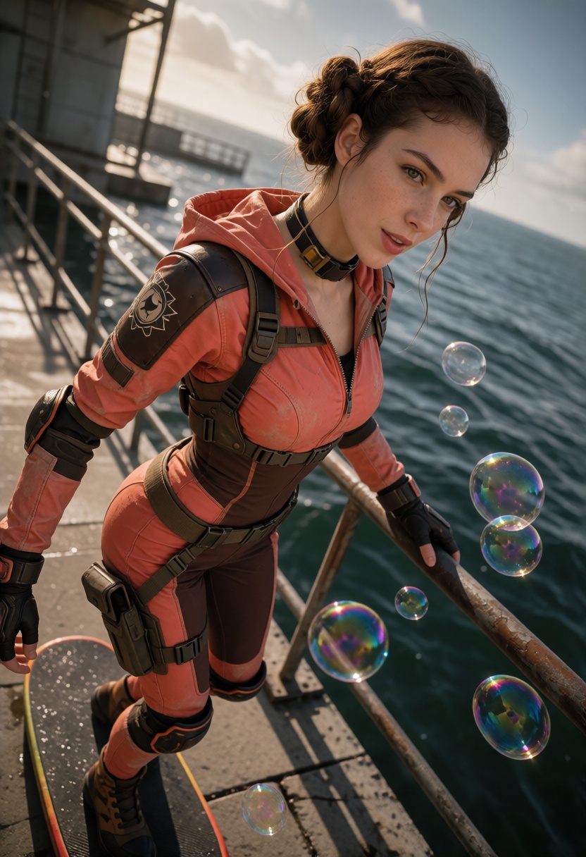 AmyX,  brown hair arranged in a twisted low updo with soft tendrils A photorealistic cinematic photograph of a 21-year-old...