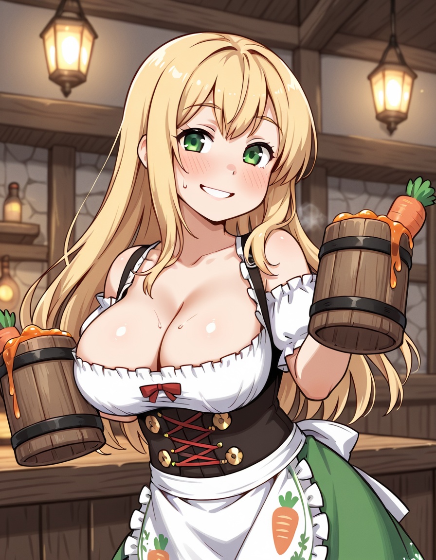 kstyletavern girl,  off shoulder,  cleavage on Tensor.Art