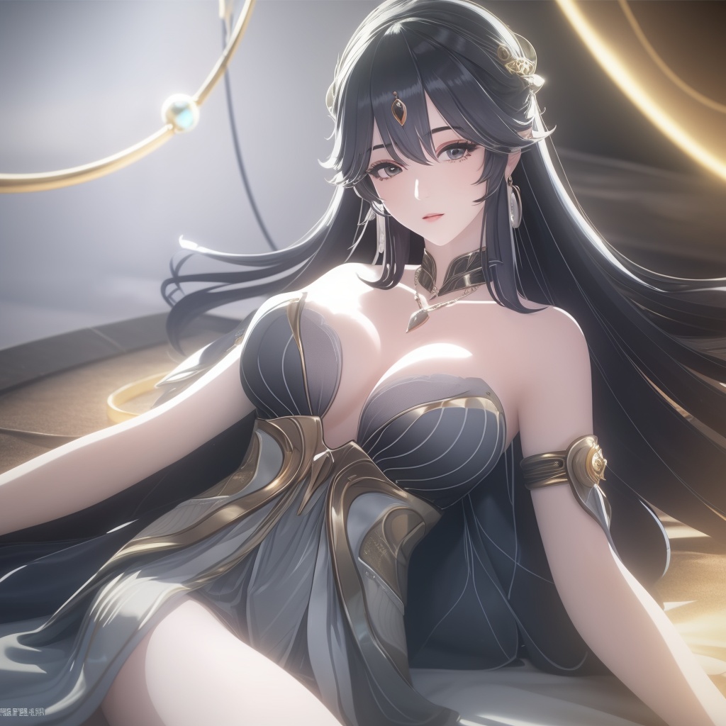 <lora:711-DA-鸣潮-女神:0.8>(,1girl, ,best quality, ),looking at viewer,masterpiece, ((((1girl, solo , lying, )))) (cleavage), (), ,ultra realistic 8k cg,   clean, masterpiece,      (( , )),,  , unreal, science fiction, luxury, jewelry, diamond, gold, pearl, gem, sapphire, ruby, emerald, intricate detail, delicate pattern, charming, alluring, seductive, erotic, enchanting, hair ornament, necklace, earrings, bracelet, armlet,halo,(cleavage),, (),