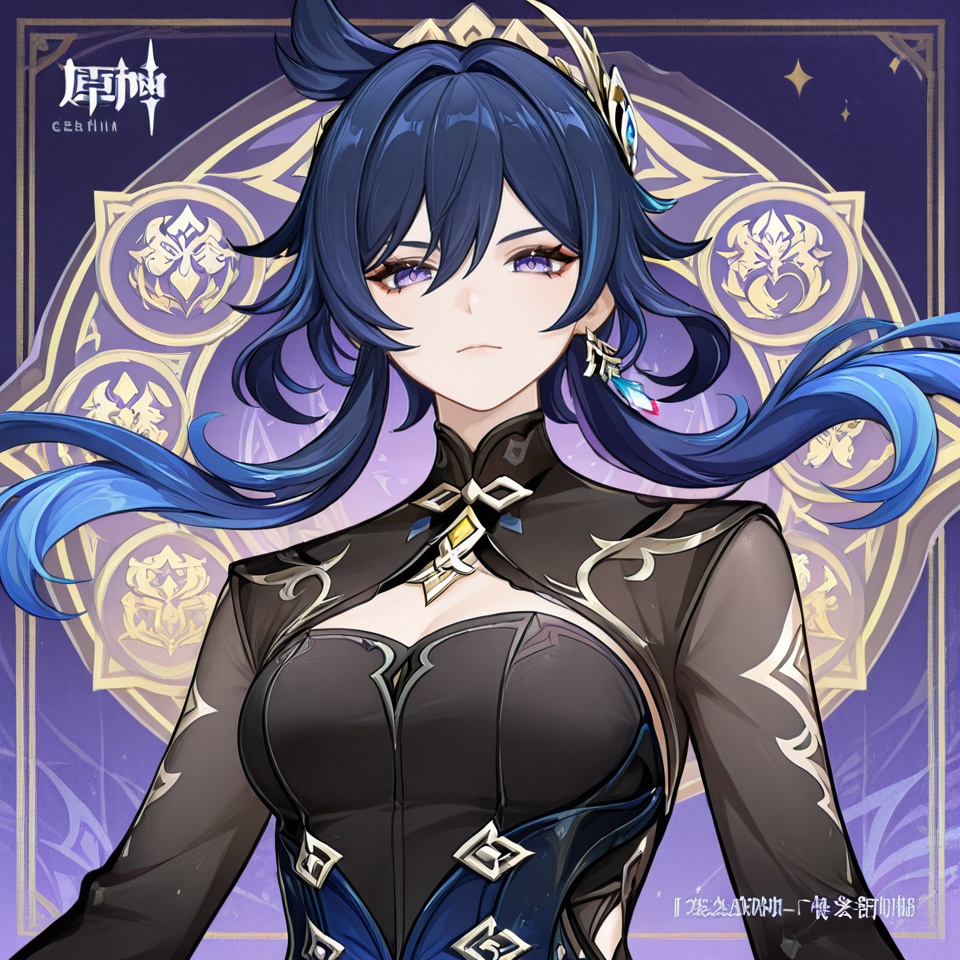 character name, chinese text, copyright name, game_cg_style, genshin_impact_style, official alternate costume, logo, pose, background, solo, looking at viewer<lora:game_show_genshin_impact_style,:0.8>