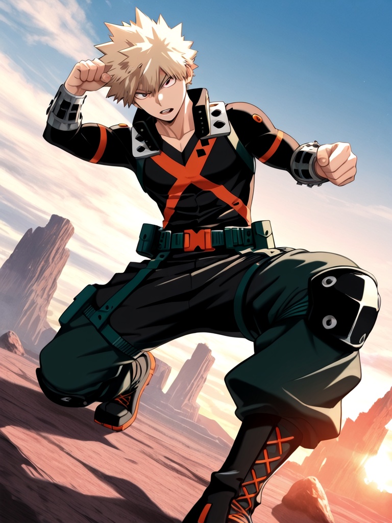 general,  1boy (bakugou katsuki),  dynamic pose on Tensor.Art
