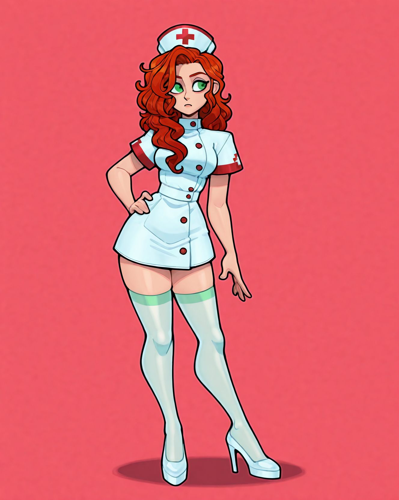 1girl,  copper red curls,  icy green eyes on Tensor.Art