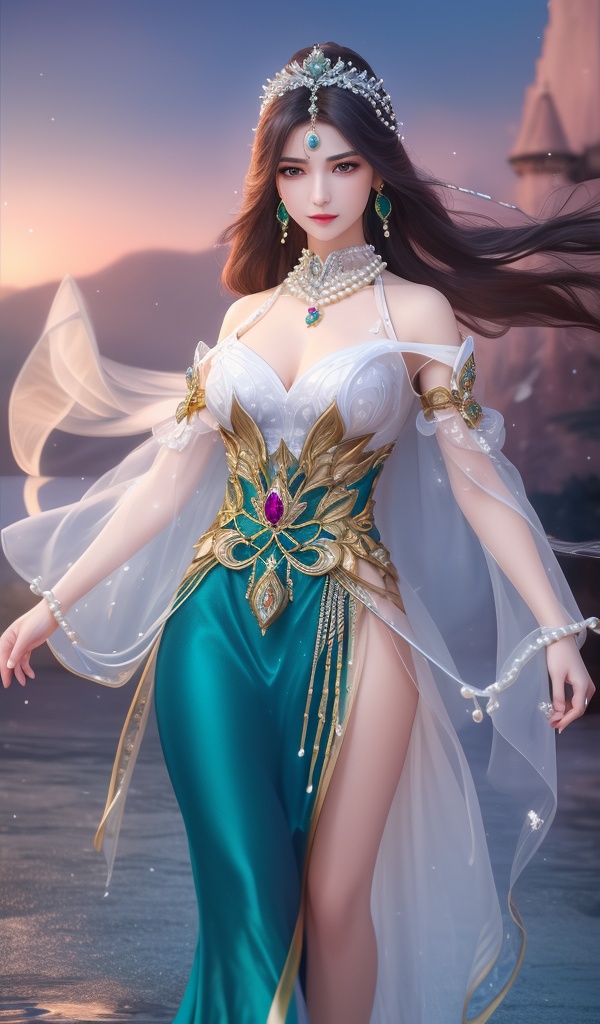 (,1girl, ,best quality, ),looking at viewer, <lora:381-DA-武动乾坤-绫清竹-新模:0.8> ,ultra detailed background,ultra detailed background,ultra realistic 8k cg,, ,masterpiece,((((1girl, solo,  , solo focus, ,walking on liquid, ))))    (()), (), ,ultra realistic 8k cg, flawless, clean, masterpiece, professional artwork, famous artwork, cinematic lighting, cinematic bloom, , (( , )),, dreamlike, unreal, science fiction, luxury, jewelry, diamond, gold, pearl, gem, sapphire, ruby, emerald, intricate detail, delicate pattern, charming, alluring, seductive, erotic, enchanting, hair ornament, necklace, earrings, bracelet, armlet,,