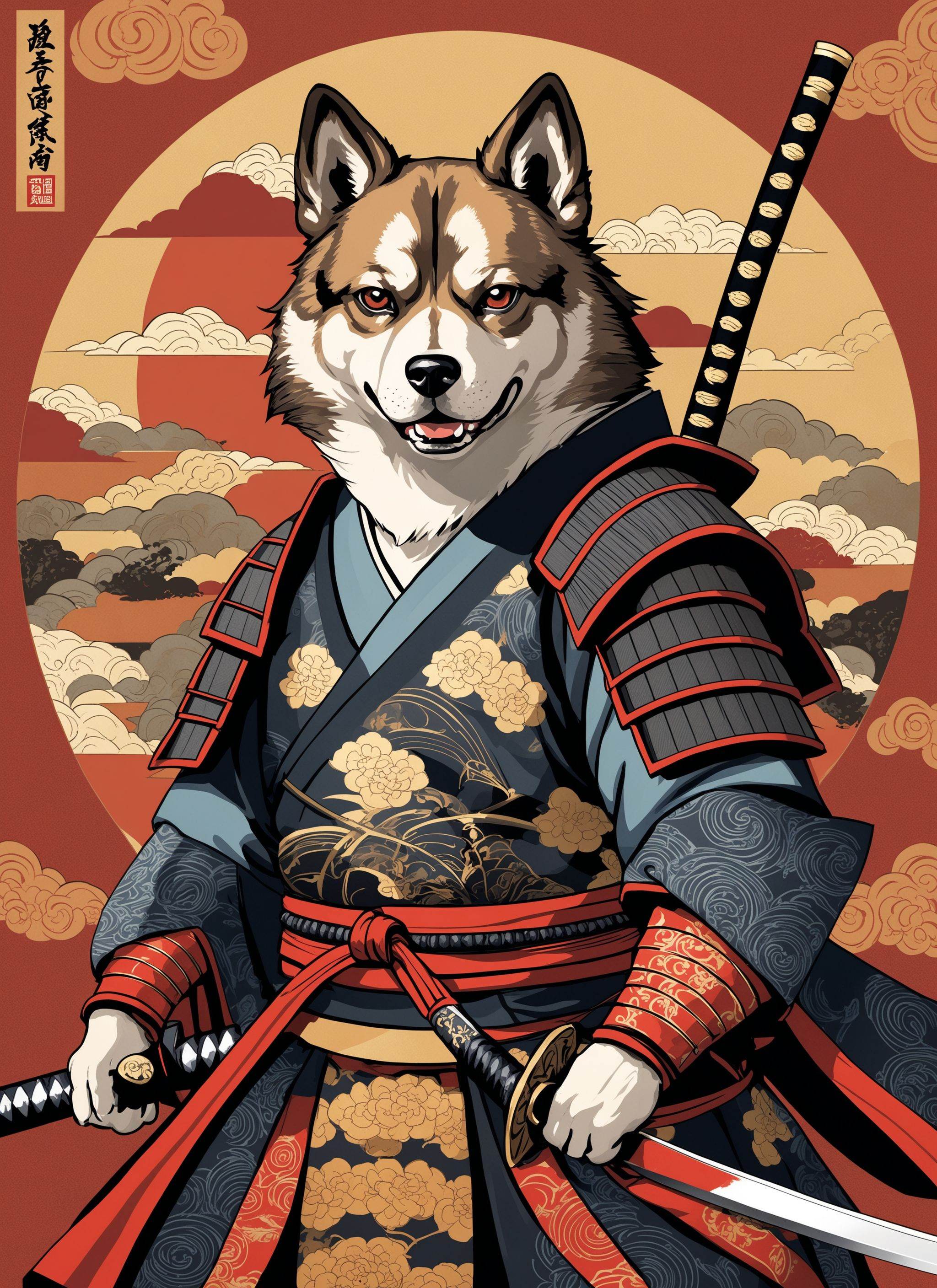 Portrait Ukiyo-e artwork,  ,  Off-center focus on Tensor.Art