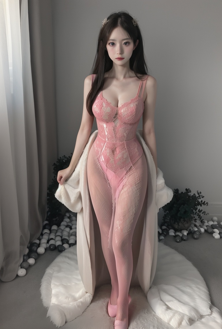 (masterpiece, best quality:1.4),finely detailed,1girl,solo,pale skin,perfect body,standing,(medium breasts:1.2),(cowboy_shot:1.2),<lora:killer透视镂空一体网袜战衣v1.0-000008:0.8>,dress,pantyhose,