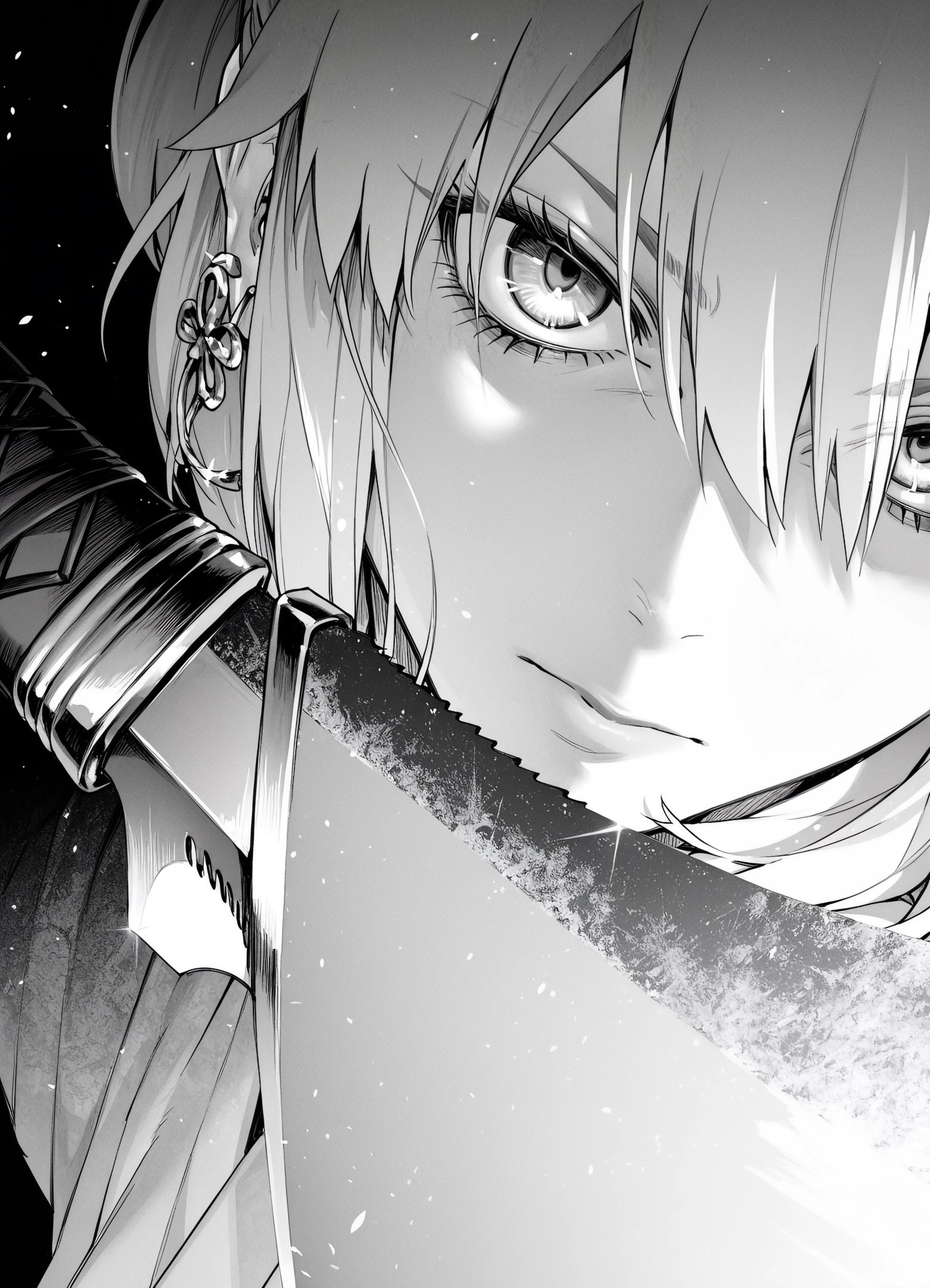 ((okita souji \(fate\),  monochrome)),  greyscale on Tensor.Art