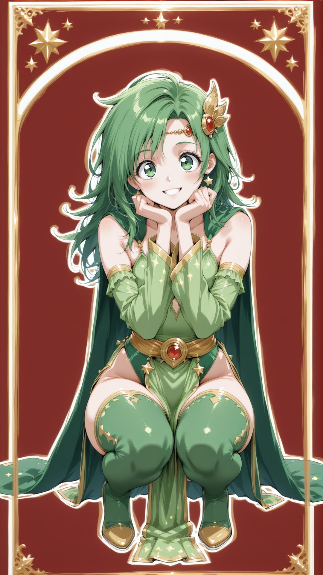rydia,  green hair,  long hair on Tensor.Art