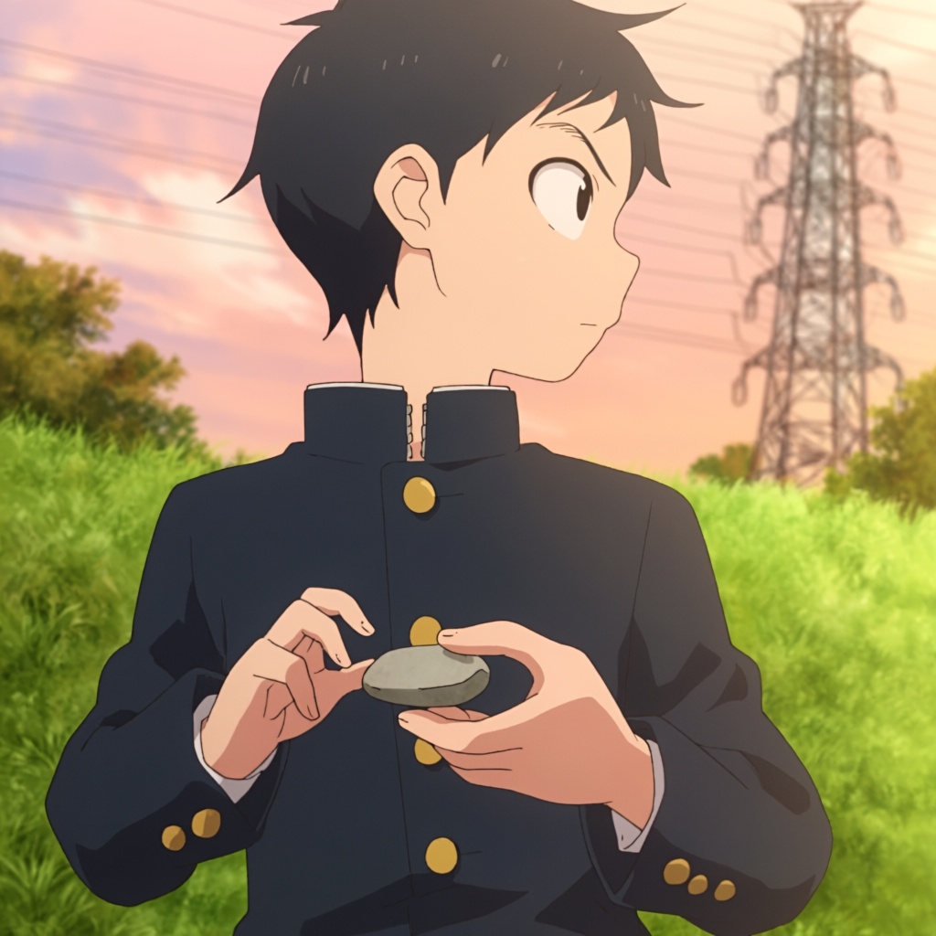 nishikata,  holding flate stone,  1boy on Tensor.Art