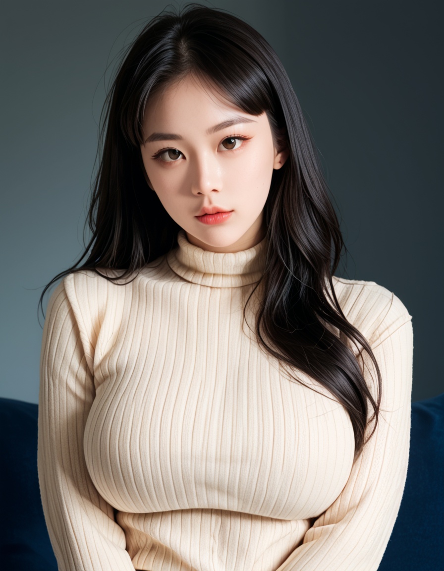 score_9,score_8_up,score_7_up,1girl,upper_body,(large breasts:1.5),sweater,