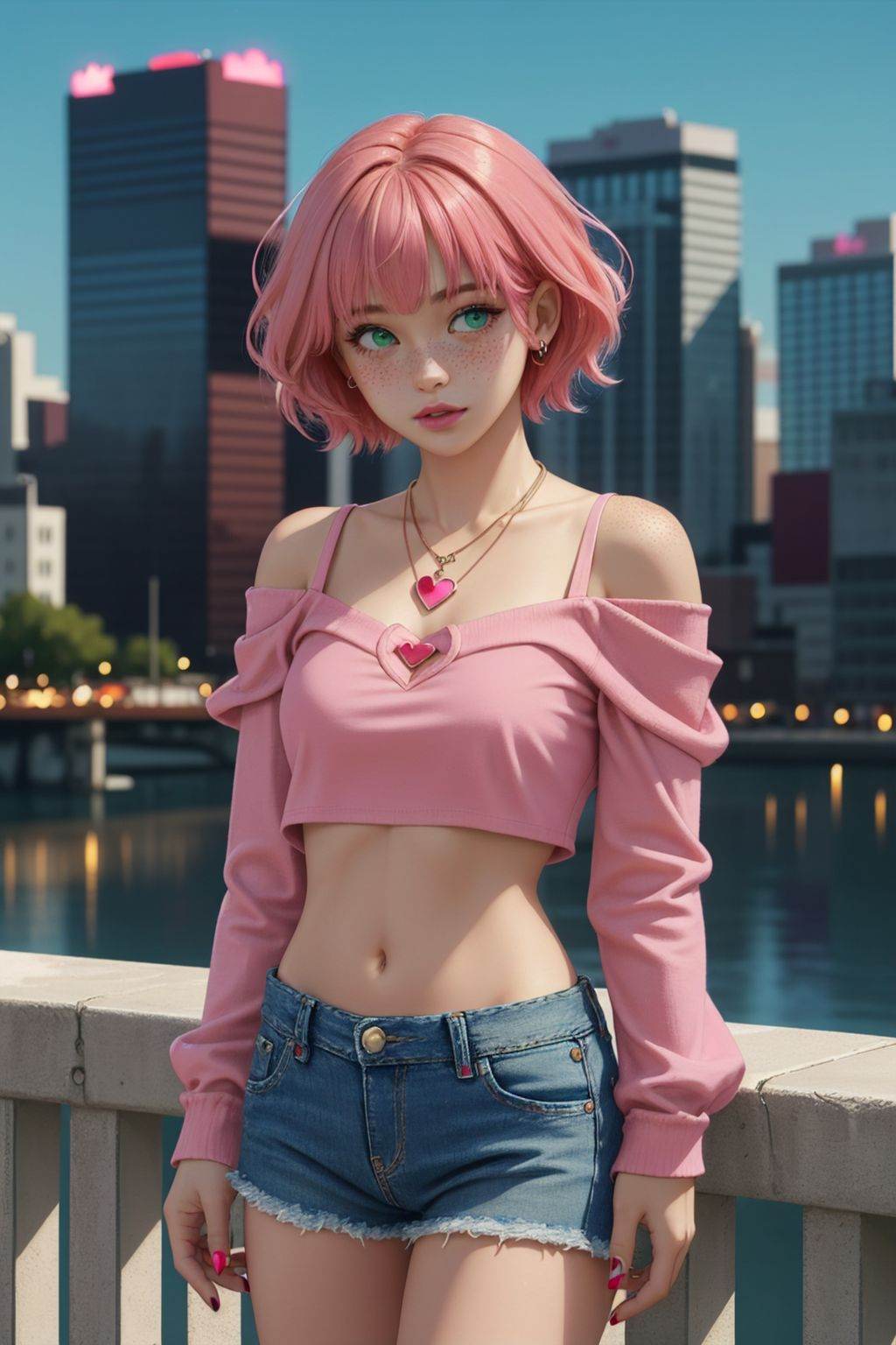 1girl,  redhead,  pink hair on Tensor.Art