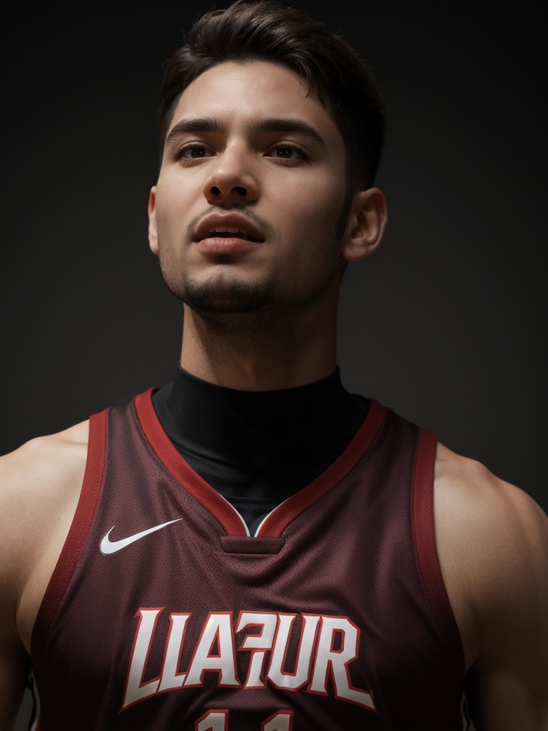 slamdunk of a player,  liquid of black and red and gray,  portrait on Tensor.Art