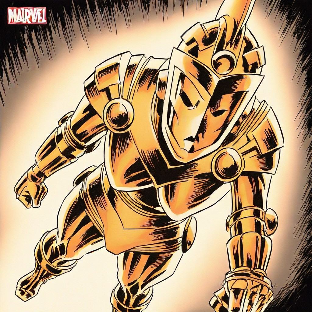 starshine,  full metallic orange armor,  flying in front off on Tensor.Art